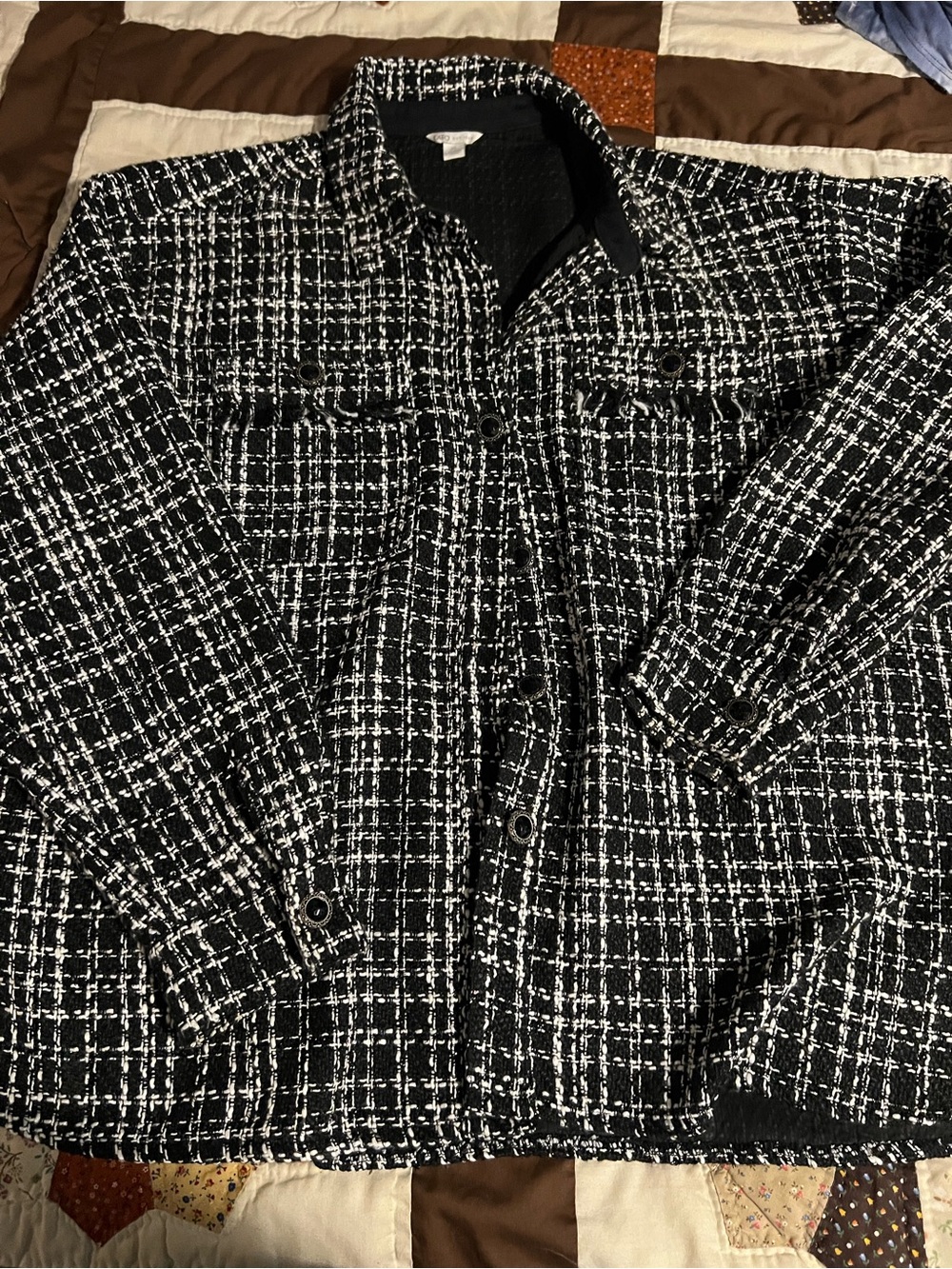 Cato Black and White Tweed Shirt Jacket